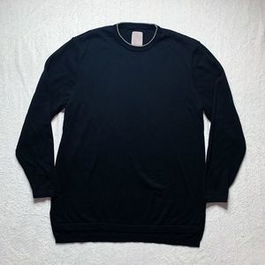 A FRAME Pullover Knit Sweater Cotton Blend Long Sleeve crew Neck black L